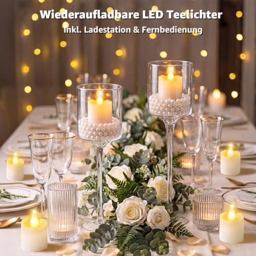 Ollny LED Teelichter Wiederaufladbar mit Ladestation, Fernbedienung, Timer – Ansicht 2
