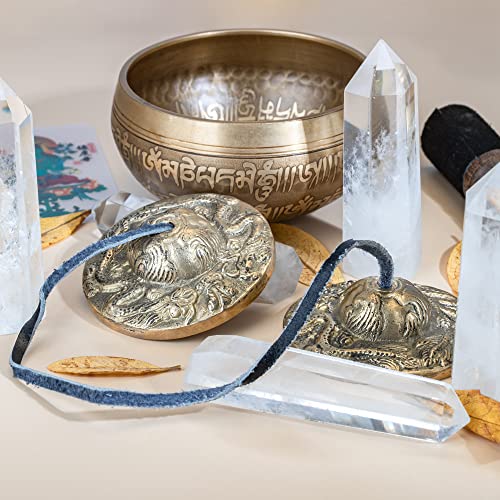 Zenbless Tibetan Dragon Embossed Tingsha Cymbals 2Pcs, With Storage Box And Fabric Case, Meditation Brass Chime Bells For Spiritual Healing Mindfulness, Yoga Buddhist, Relaxation Musical Instruments #TOP4