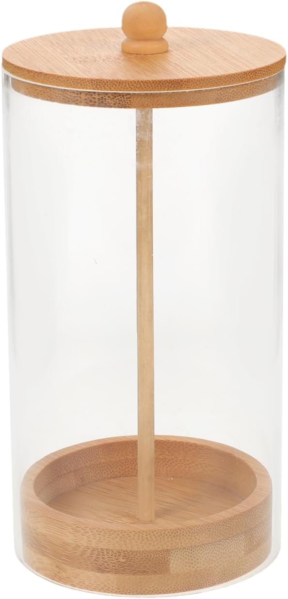 GLEAVI Acrylic Straw Holder with Wood Lid - Transparent Multi-Purpose Straw Organizer and Dispenser for Countertop - Pencil and Brush Storage Box 6.7X3.1 Inch