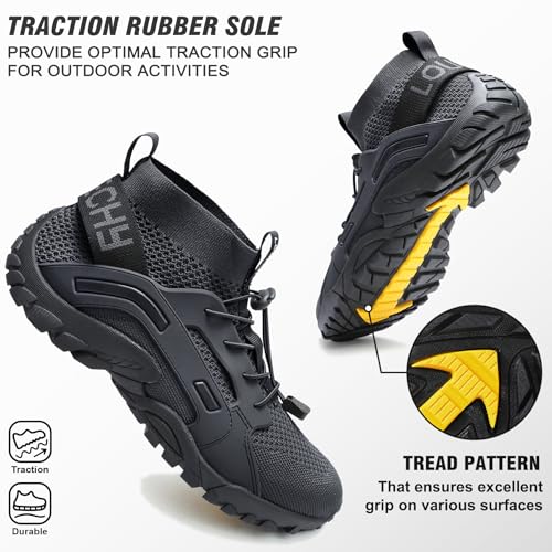 LOUECHY Men's Hiking Shoes Slip-On Walking Shoes Breathable Sock Sneakers3