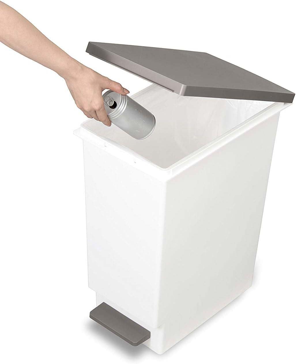 Shinshine Synthetic Trash Can with Lid Neo Color Sorting Trash Can Pedal Pail Brown Set of 2 20L