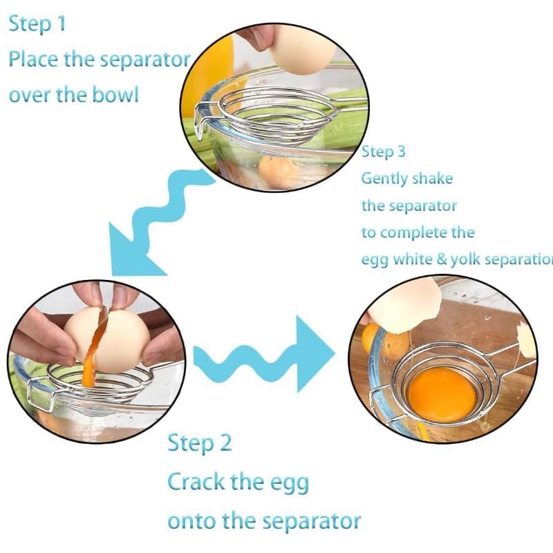 HORREX Separador de huevos, 2 unidades, separador de proteínas de acero inoxidable, separación rápida de yemas y proteínas