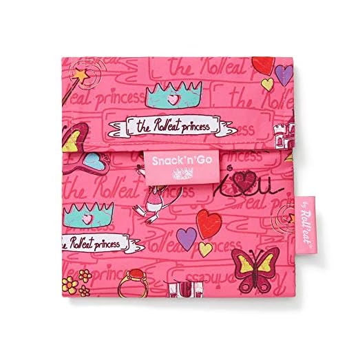 Roll'eat - Snack'n'Go Kids Bolsa Merienda Porta Sandwich Ecológica y Reutilizable sin BPA, Princesas Rosa