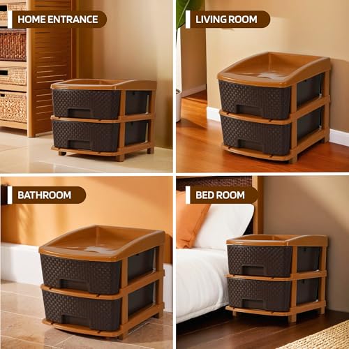 Image of Kuber Industries 2-Layer & 19 Ltr Plastic Drawer Storage Organiser | Modular Kitchen & Toy Organizer For Kids Room | Chocolate Brown