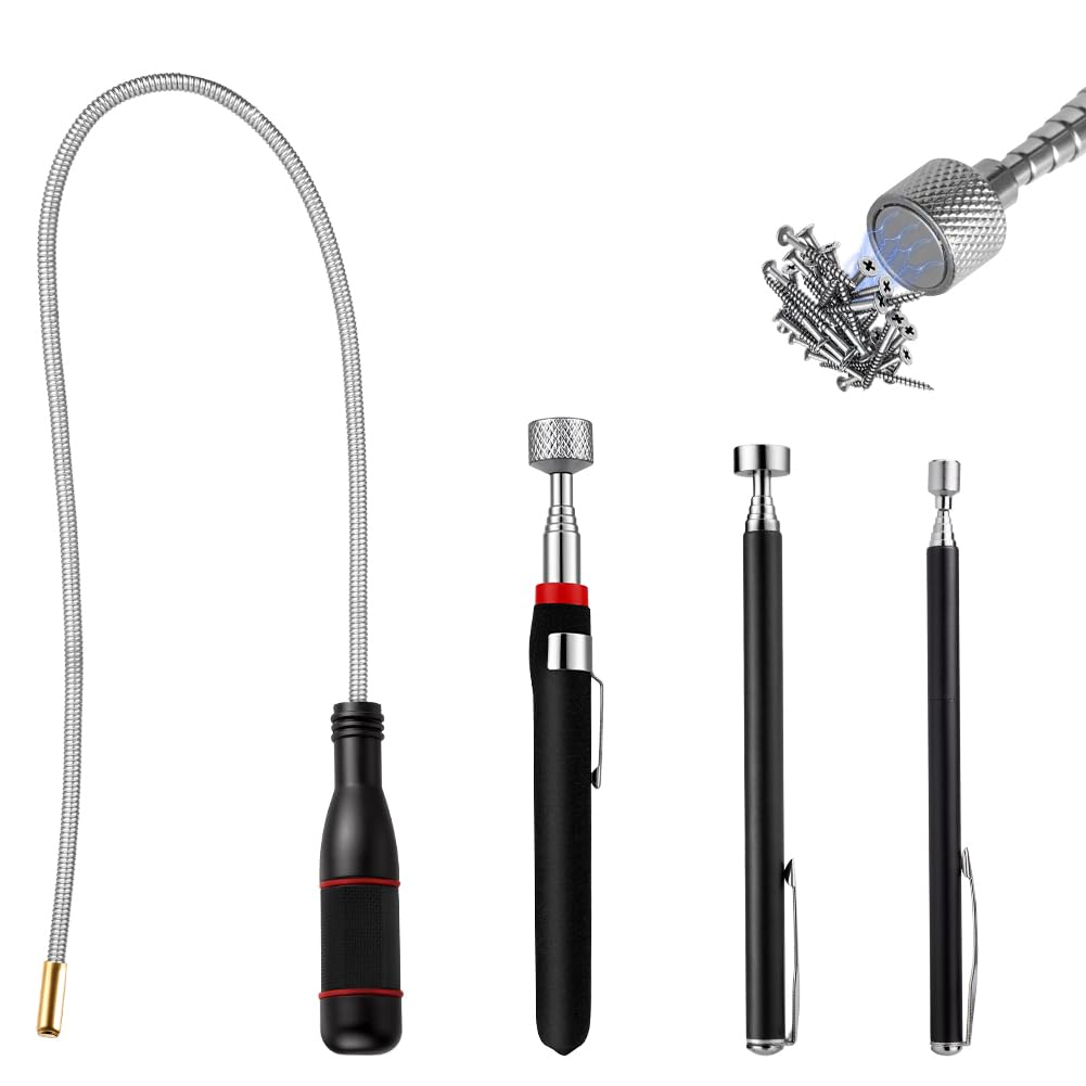 Ainiv 4PCS Magnetic Pickup Tool, Bendable Magnet Stick/10LB/5LB/1.5LB