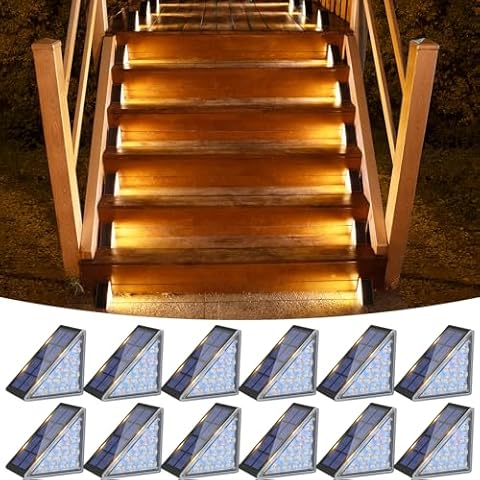 VOLISUN Solar Step Lights for Outside, Solar Stair Lights Outdoor Waterproof IP67, LED Outdoor Step Lights, 80 Lumen, Solar Deck Lights for Outside Step, Front Porch and Patio(Black,12 Pack) Cover
