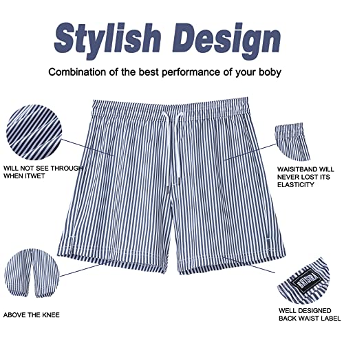 Image of BRISIRA Mens Swim Trunks Swim Shorts Quick Dry 5 inch Inseam Beach Shorts with Compression Liner and Zipper Pocket