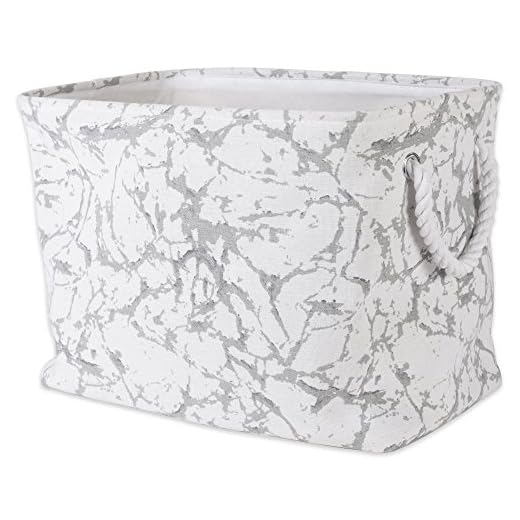 DII Polyester Storage Bin, Marble, White, Medium
