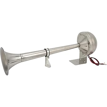 12V Marine Stainless Steel Single Trumpet Air Horn with Control Suitable for Boats Trucks Motorhomes Weatherproof Design