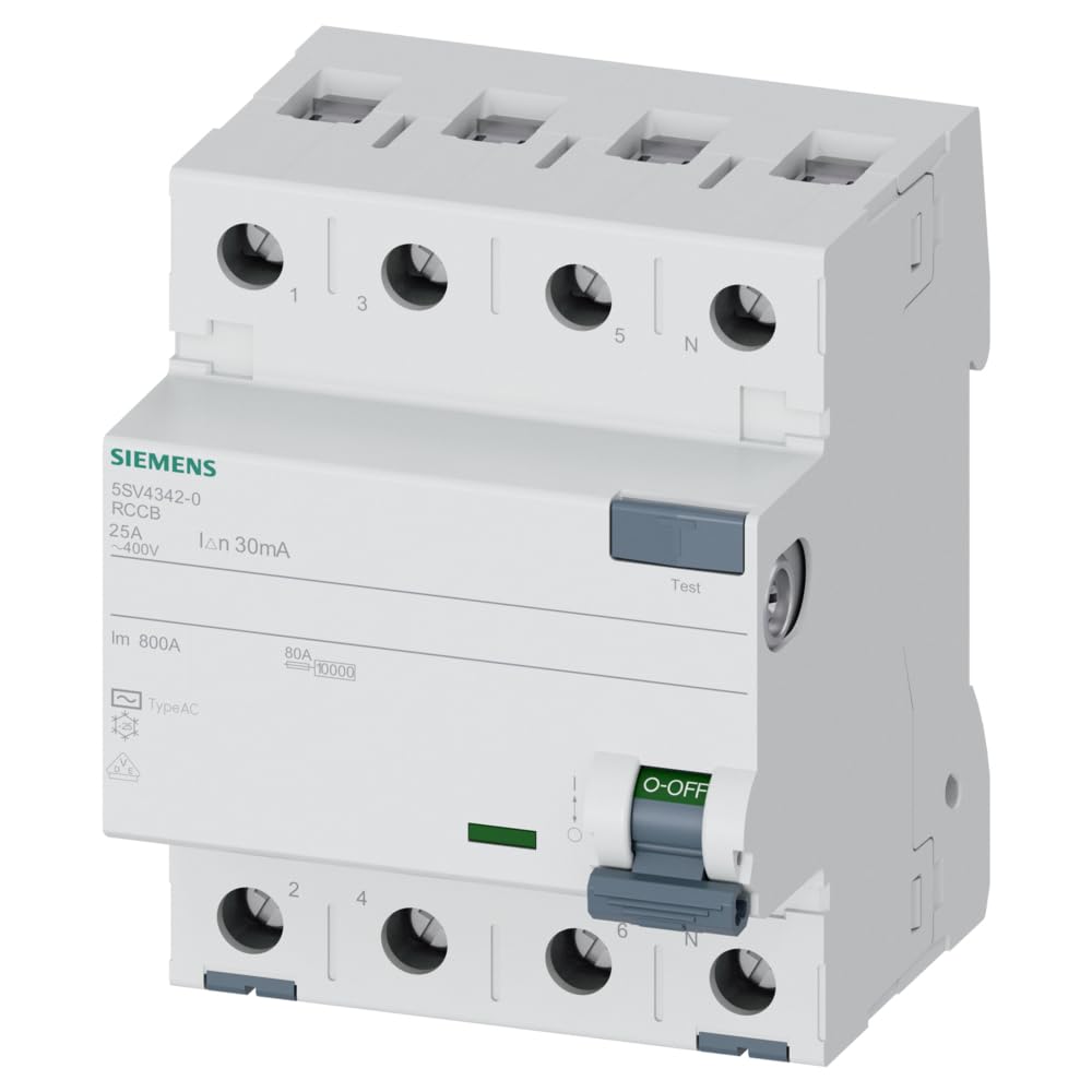 INTERRUPTOR DIFERENCIAL 5SV, 70MM, CLASE AC, 4 POLOS, 25A, 30MA