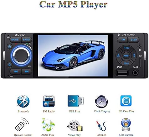ATian Bluetooth Car Stereo Receiver with Amazing 4.1 Inches TFT 1080P Touch Screen, Car FM Radio Bluetooth Hands Free Calling Remote Control Car MP3/MP4/MP5 Player Build-in USB/SD/AUX/Mic Input