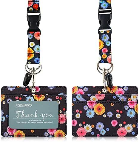 shoowyees Multipurpose ID Badge Holder - Leather ID Badge Holder with Neck Lanyard, Badge Reel, Clear ID Card Case for Women Men Nurses Doctors Students Work Office School