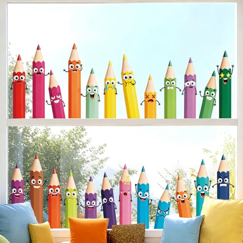 Back to School Pencil Window Clings 9 Sheets 27 Pcs