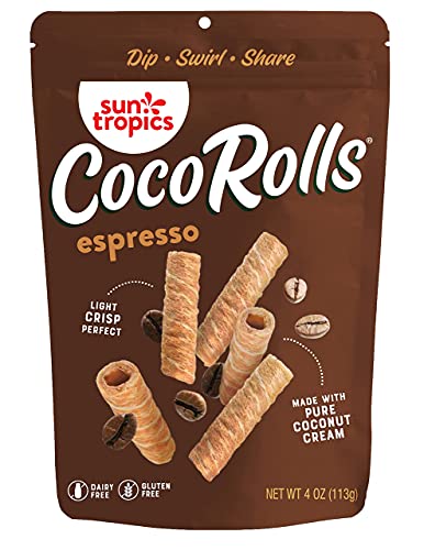 Sun Tropics CocoRolls, Variety Pack, Gluten Free, Dairy Free, Snack-Crisp Rolled Wafer Made With Pure Coconut Cream, 6 Count