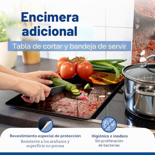 Miniatura 4 de Allstar Placas Cobertoras De Vidrio Universales Curry 2 Pzas - Juego De Dos Piezas, Cubiertas Para Cocinas De Vitrocerámica, Vidrio Endurecido, 30 X 0.8 X 52 Cm, Multicolor