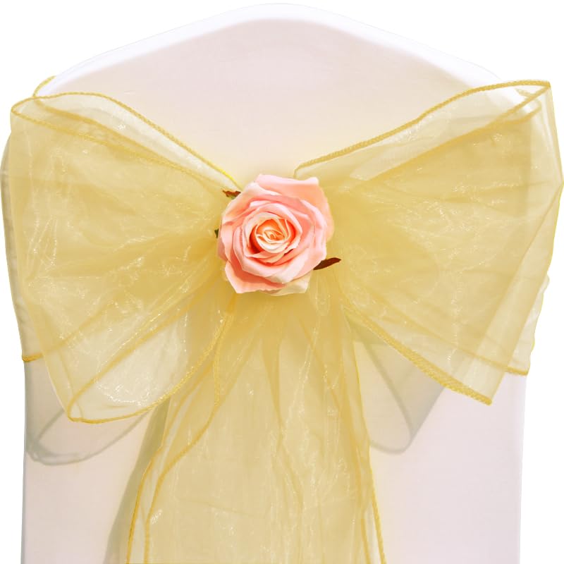 Time to Sparkle 50pcs 22x280cm Yellow Gold Organza Sashes — image 1