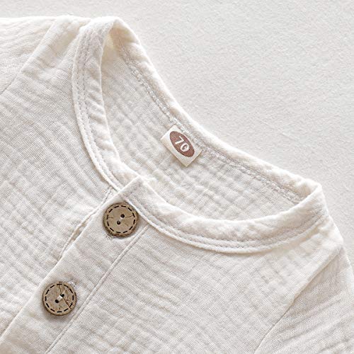Saeaby Baby Girl Boy Clothes Newborn Outfit Summer Infant Romper Short Sleeve Linen Romper Footless One Piece Jumpsuit White #TOP6