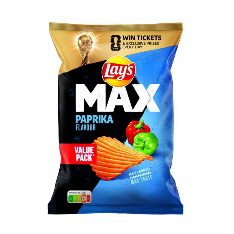 Lay's Max Ribbed Chips Paprika 275g | FIFA World Cup Edition | Extra Crunchy Ridged Potato Chips | Bold Paprika Flavour | Imported Sharing Snack-image-14