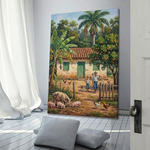 Décoration murale affiche paysage rural rétro et tableau grand format - 3