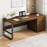 140CM Escritorio de Oficina Minimalista, Espacioso Escritorio para Computadora con 3 Cajones, Escritorio Minimalista con...