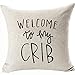 Doppelseitige Kissenbezüge mit Aufschrift "Welcome to My Crib", Kissenbezug, für Babyzimmer, Dekoration, 45,7 x 45,7 cm, Leinenweiß, Farbe: Welcome to My Crib"