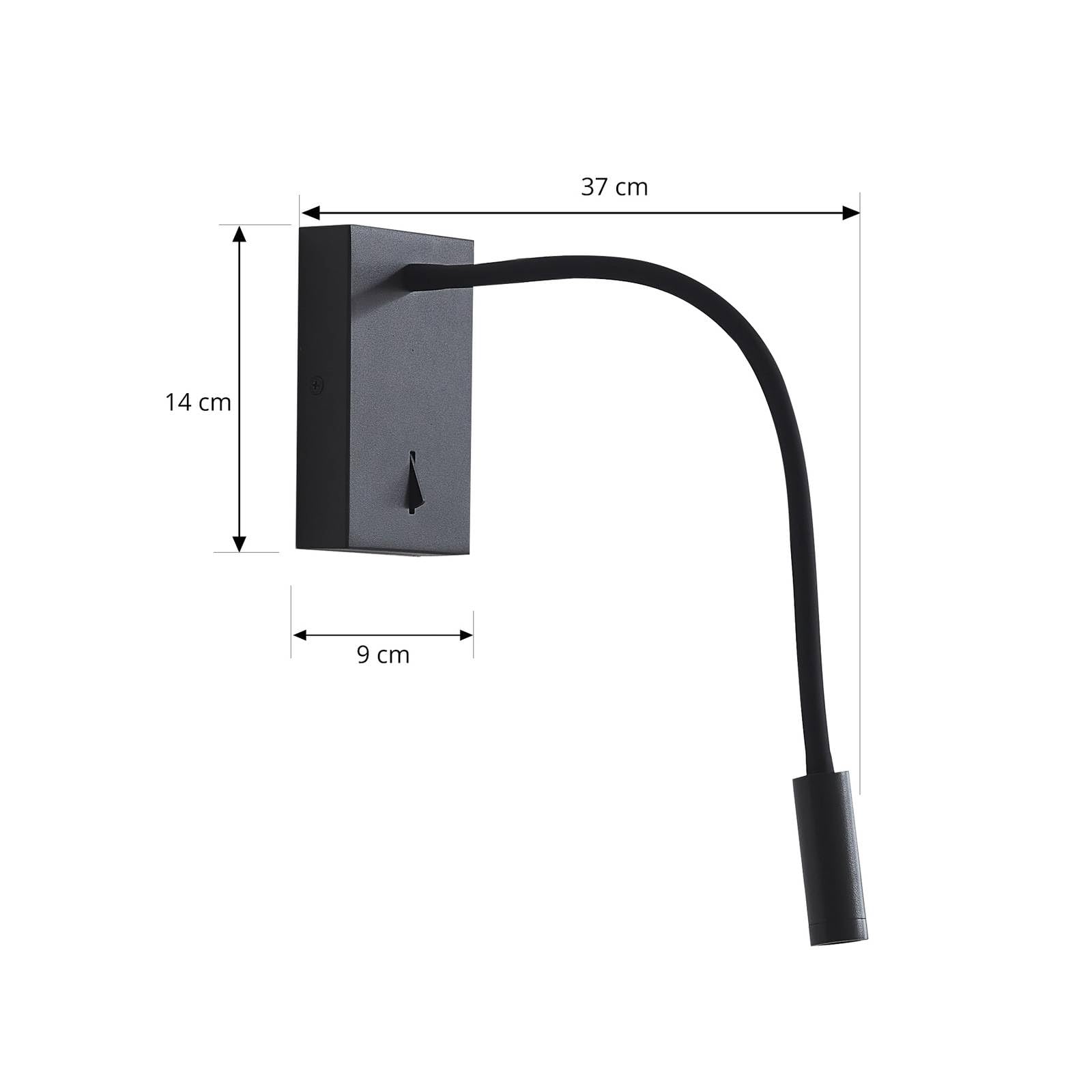 Lucande LED Wandleuchte, Wandlampe Innen Hetti in Schwarz aus Metall (1 flammig) - Wandstrahler Wandbeleuchtung Schlafzimmer/Wohnzimmer Schlafzimmerleuchte
