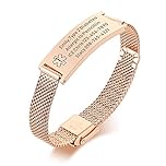 VNOX Personalized Medical ID Bracelet, Customized Medical Alert Bracelets for Men Women, Stainless Steel Rose Gold Mesh Band Adjustable Free Engraving Emergency Identification Wristband