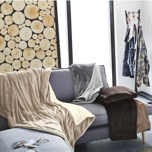 s.Oliver Doublesoft Kuscheldecke 150x200 - super kuschelig & warm, Polyesterflausch Decke grau hellgrau