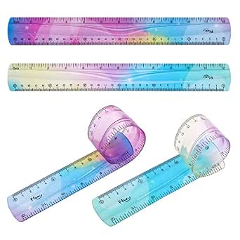 2 Pack Ruler. Amazon 2 PCS 30cm Flexible Ruler, Dual Scale Bendable Ruler Pastel Clear ...