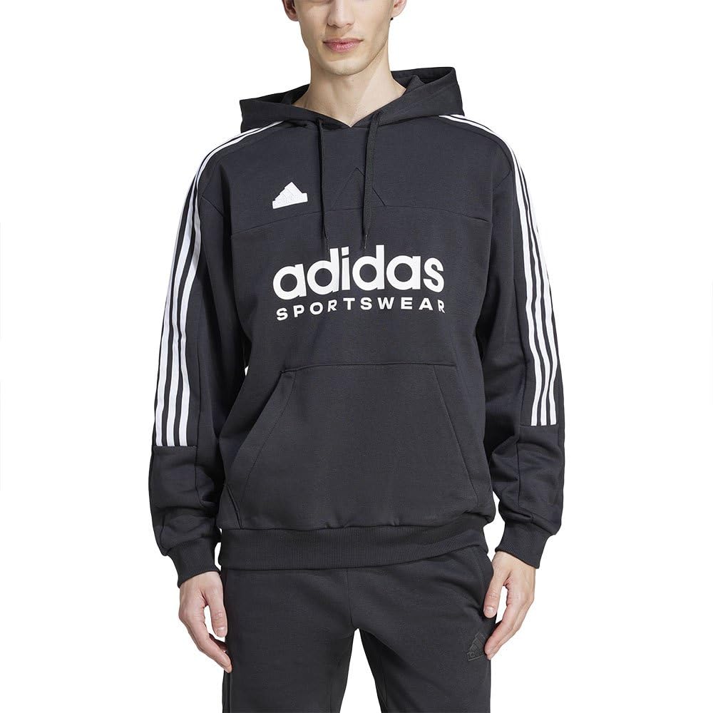 adidas House of Tiro Fleece Hoodie, Bluza z Kapturem Męska Rozpinana, czarny, S