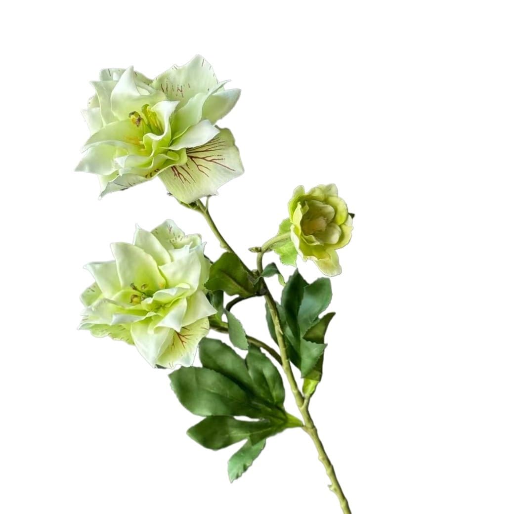 Huffa Green 3-Head Artificial Clematis Flowers For Home Decor And Wedding Arrangements(Green)