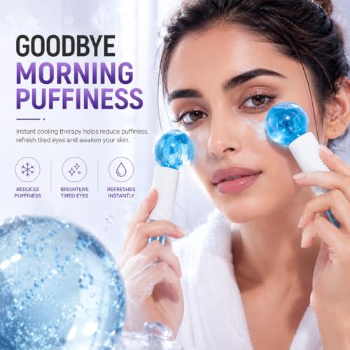Image of Ice Globes Facial Cooling Massager, Pack of 2 | Skin Tightening, Reduces Puffiness & Dark Circles, Anti Ageing Cryo Roller, For Women