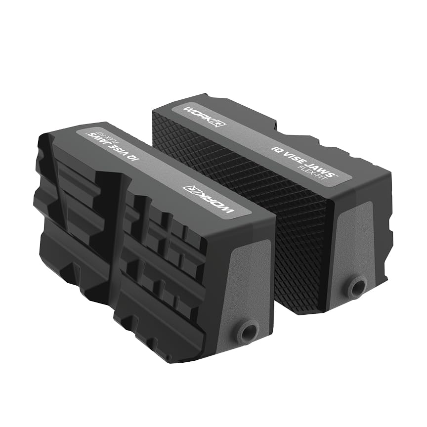 Work IQ Tools Mandíbulas de tornillo de banco Flex Fit | Mandíbulas multifuncionales reversibles | Goma texturizada que no se estropea, 4 ranuras verticales y 3 horizontales y ranura en ángulo de 160°