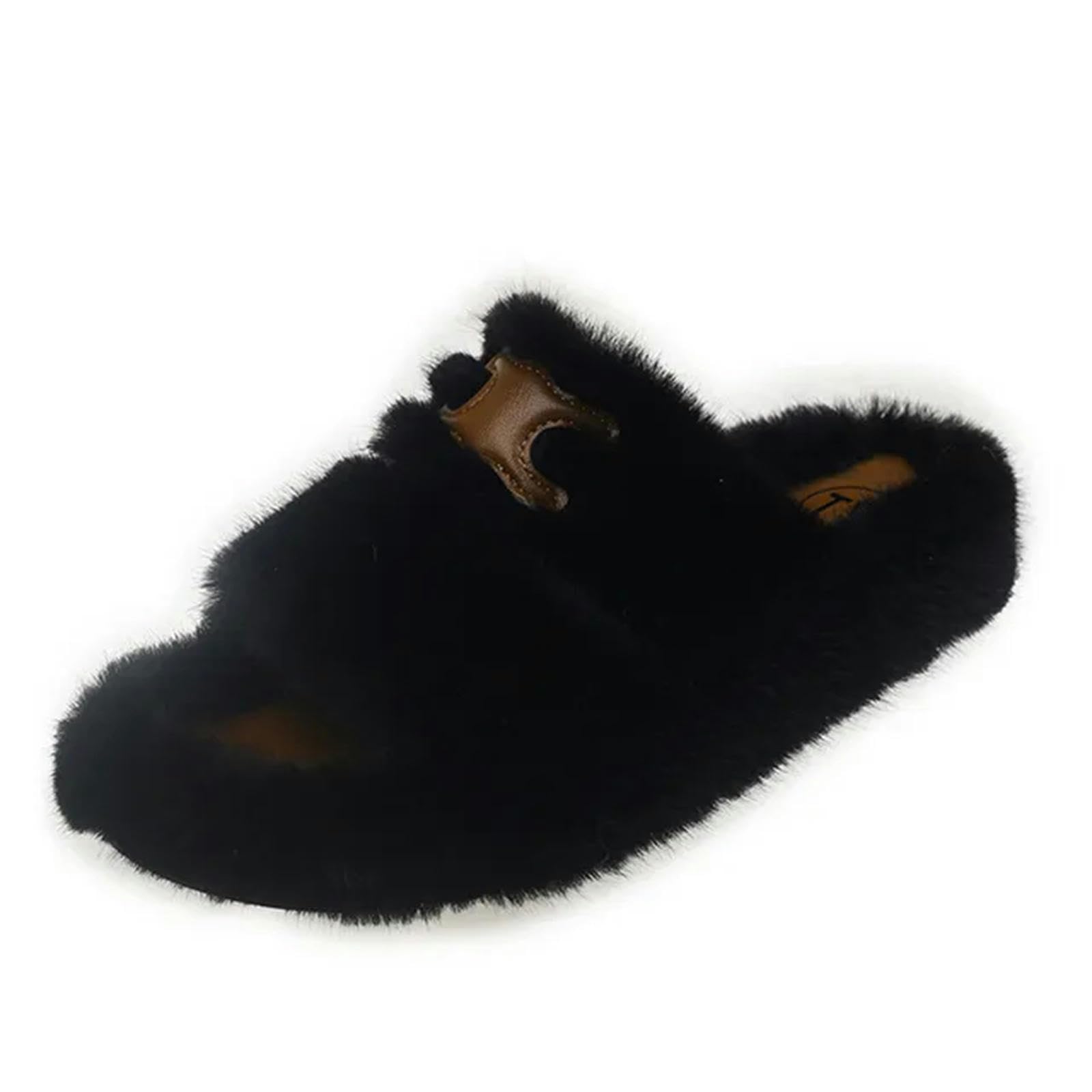 TEidea Kapcie na jesień i zimę ciepłe kapcie - modne i wygodne buty z grubym dnem dla kobiet, Czarny, 35(inner 22.5 cm)