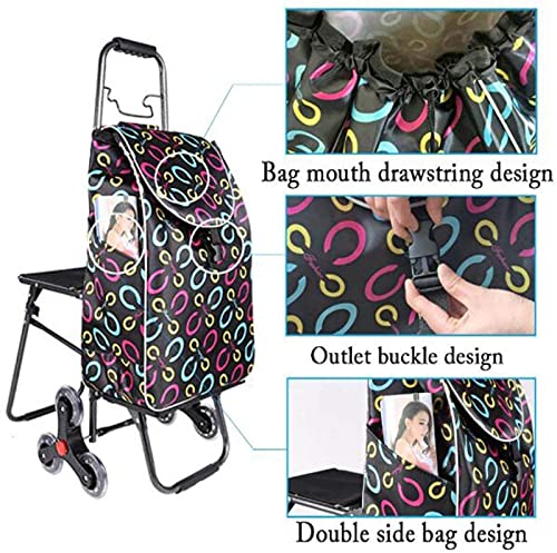 JeeKoudy Faltbarer Trolley, Faltbarer Einkaufswagen mit Sitz für behinderte 6-Rad-Einkaufstrolley-Tasche, Faltbarer… – Bild 5