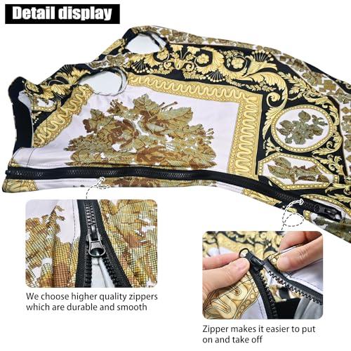 Image of Horse Slicker Hood with Zipper: Snug Fit, No-Ears Design, and Extra Large Eye Holes for Face, Shoulders, Mane, Chest, and Withers - Perfect for Show-L(Black Gold