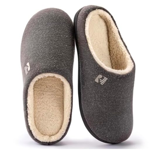 RockDove Men's Original Two-Tone Memory Foam Slipper, Size 13-14 US Men, Gray/Natural