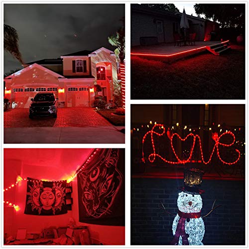 Buyagn 100Ft Led Rope Lights, Cuttable & Connectable Led Strip Lights Outdoor Waterproof Decorative Lighting For Indoor/Outdoor,Eaves,Backyards Garden,Party And Christmas Decorations(Red) #TOP2