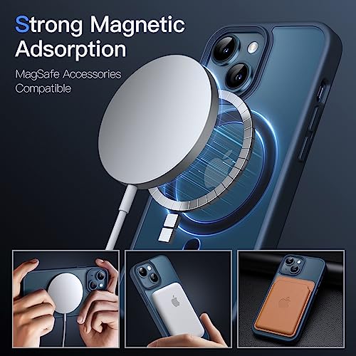 Image of JETech Magnetic Cover Case for iPhone 13 Mini 5.4-Inch Compatible with MagSafe, Translucent Matte Back Slim Shockproof Phone Cover (Storm Blue)
