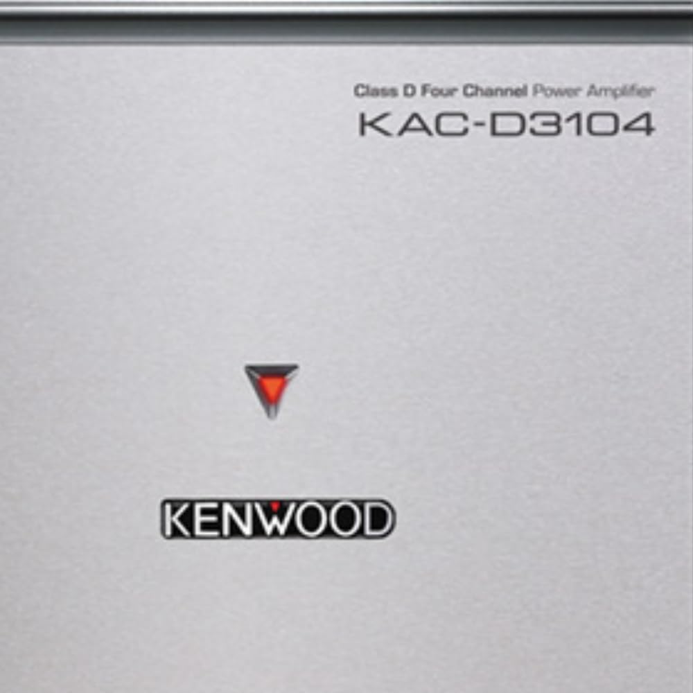 Kenwood KACD3104 Amplificador de potencia clase D de 4 canales; potencia máxima 600 W; RMS 50 W x4 (4Ω); RMS 75 W x4 (2Ω); filtro de paso alto y bajo variable; aumento de graves