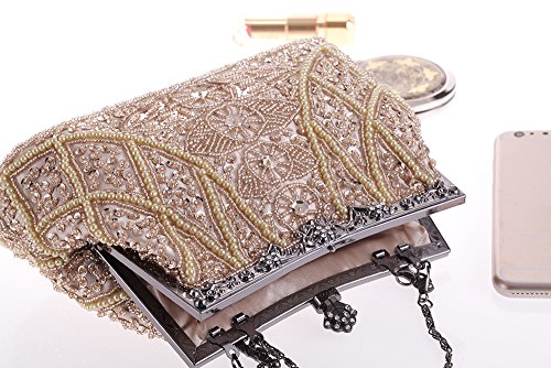 Missfiona MFCLUTCH75_A03 Womens Vintage Jewels Beaded Evening Clutch Bag Top-Handle Prom Party Purse Formal Handbag thumb #5