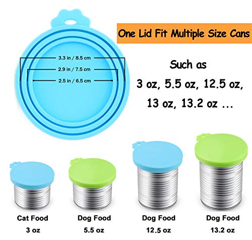 Comtim Pet Food Can Cover Silicone Can Lids For Dog And Cat Food(Universal Size,One Fit 3 Standard Size Food Cans),Blue And Green #TOP2