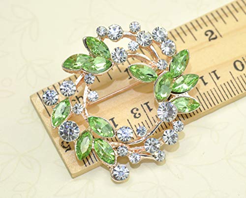 Image of Gyn&Joy Clear Crystal Rhinestone Floral Wreath Pin Brooch BZ005