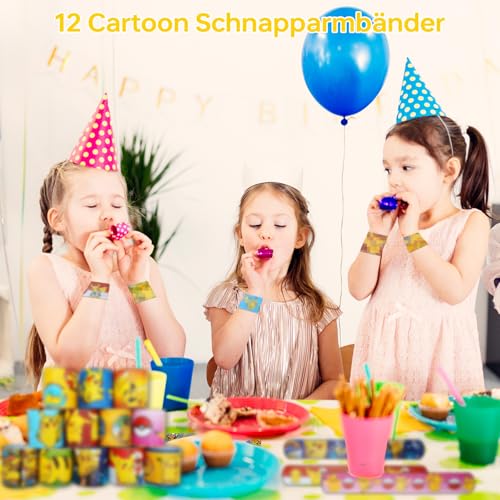 Mitgebsel Kindergeburtstag Gastgeschenke, 98pcs Kinder Geburtstag Mitbringsel Set mit Mini Figuren Schnapparmbänder Stickers Papier Geschenktüten, Party Kleine Geschenke Give Aways Jungen Mädchen