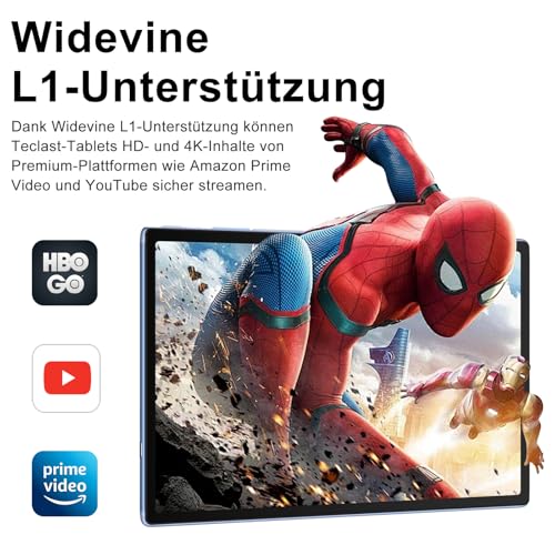 SUAAT 2026 Neuestes Android Tablet 【128 GB ROM+2TB】【Gemini AI】 8000 mAh,10.1 Zoll, Widevine L1, Octa Core, Bluetooth 5.0, GPS,GMS… – Ansicht 4