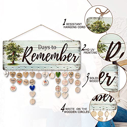 Grandma Gifts - Diy Wood Family Birthday Reminder Calendar - Days To Remember - Hanging Board For Important Dates Tracker Home Decorative Plaque Sign #TOP2