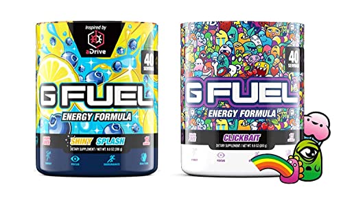 G Fuel Shiny Splash Elite Energy Powder Inspired by aDrive & Clickbait Bundle - 2 Tub Bundle (80 Servings)