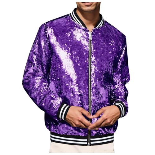 Chaqueta de lentejuelas para hombre chaqueta deportiva de rayas holgada moderna