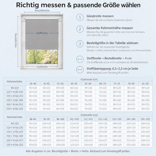 WOLTU Verdunkelungsrollo Thermorollo ohne Bohren 90x120 cm, Grau – Ansicht 5
