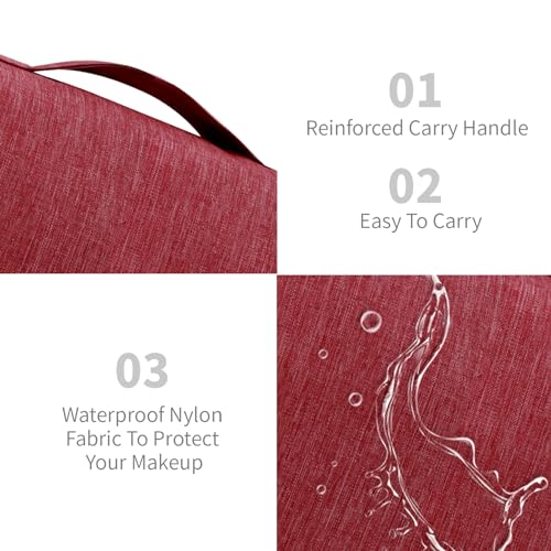 Image of Lcsmaokin Large Capacity Toiletry Bag Travel Bag with Hanging Hook for Men and Women Waterproof Travel Cosmetic Bag Bathroom Storage Bag for Brushes Set, Full-Sized Shampoo, Toiletries, Wine Red